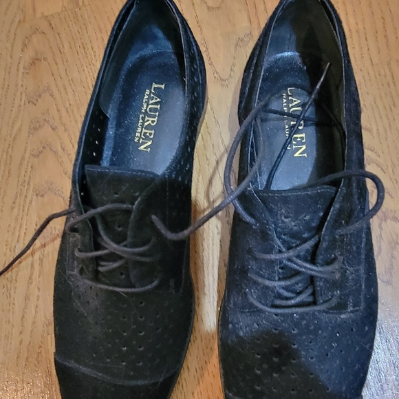 Ralph Lauren suede black oxfords women's size 7 Never worn - Picture 2 of 9